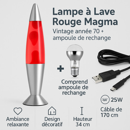 Lampe lave rouge - lampe, à