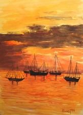 Tableau aquarelle fauve 1974