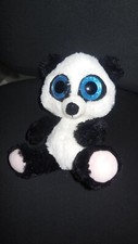 Peluche doudou ours panda blanc noir yeux bleu paillettes FIZZY 19cm