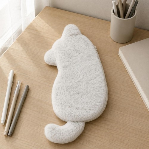Trousse chat peluche doux - trousse,