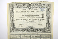COMPAGNIE FRANCAISE DE TELEGRAPHE DE PARIS A NEW YORK 500 FRANCS PARIS 1879