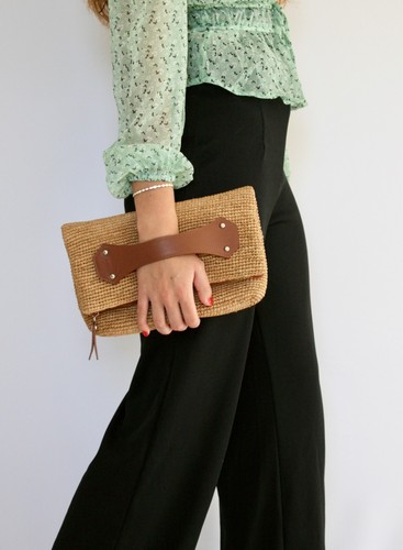 Pochette sac en raphia - pochette,