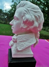 Ancien buste de porcelaine biscuit de Mozart Goebel Allemagne Antique bust of Mo