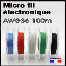 awg36/100# micro fil de câblage noir awg36 Ø 0,3mm bobine 100m modélisme ...