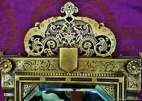 Miroir mural ancien bronze - mural,