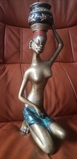 Antique Vintage Rare Old Statue Figurine Women African Real 100% Bronze 3kg