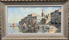 TABLEAU HST - Henri Edouard BARGIN (1906-80) - PORT DE  SAINT TROPEZ  96 X 56 CM