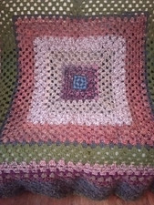 COUVERTURE Granny COUVRE LIT PLAID CROCHET LAINE Fait Main  