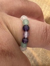 Bague en Perles Naturelles – Améthyste, Quartz Rose & Aventurine