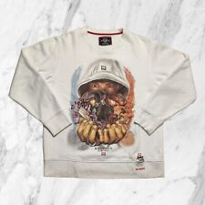 Ecko Unltd Sweat-Shirt Rétro Homme Taille L Rap Streetwear Y2K Blanc Maille