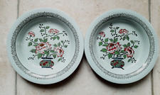 ASSIETTES CREUSES ANCIENNES LONGWY MODELE PEKIN VERT CELADON EMAUX FIN 19ème