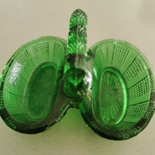 Ancien Saleron Salière Poivrière en Verre vert vintage