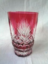 VAL SAINT LOUIS LAMBERT GOBELET VERRE A THE CRISTAL TAILLÉ DE COULEUR COLORÉ