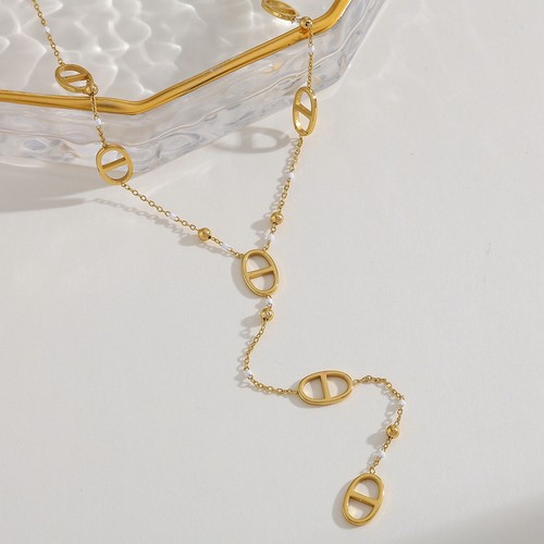 Collier maille marine acier - maille,