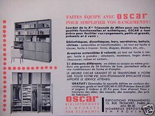 PUBLICITÉ 1959 OSCAR BIBLIOTHÈQUE ET MEUBLES PAR ÉLÉMENTS - ADVERTISING