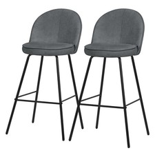 Tabourets de bar comptoir anthracite avec dossier repose-pieds H 75 cm lot de 2