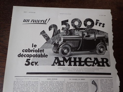 Voiture amilcar cabriolet - voiture,