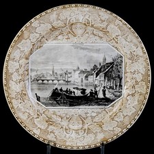 assiette VILLEROY & BOCH Mettlach RARE Faïence fine  1830-1840 "SCHAFFHOUSE"