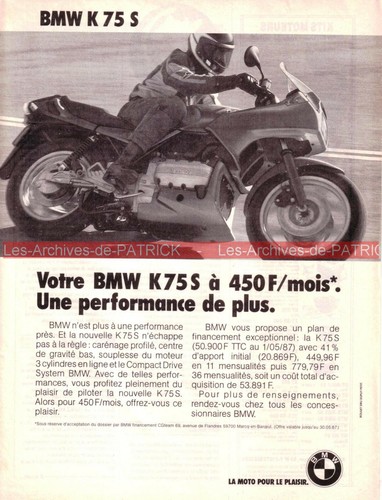 Publicité bmw k75 - bmw, k75s