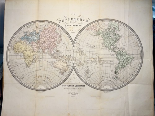Carte monde antique 1856 - carte, du