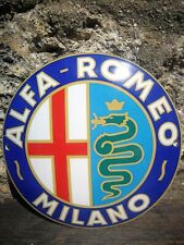 Plaque émaillée ALFA ROMEO MILANO enamel sign no Lancia Fiat Maserati