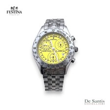 Montre Festina Chronographe Homme Acier Inox 40 Cadran Jaune Sportif Vélo