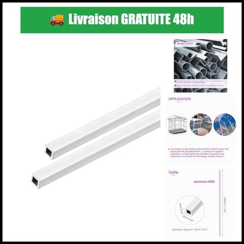 Tube carré aluminium 6063 - , 6x6