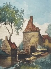 Vieux moulin à aube dans le Nord vers 1930 Blé eau France
