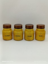 Lot 4 pots a epices ceramique porcelaine jaune decor fleur cuisine vintage