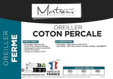 Oreiller Blanc Coton Percale Ferme - MORTREUX