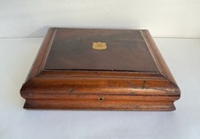Ancien coffret boîte cantine anglaise pour couverts à dessert bois d’acajou XIX
