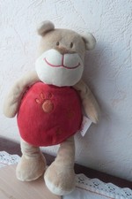 doudou ours dou kidou rouge empeinte de pas 27 cm