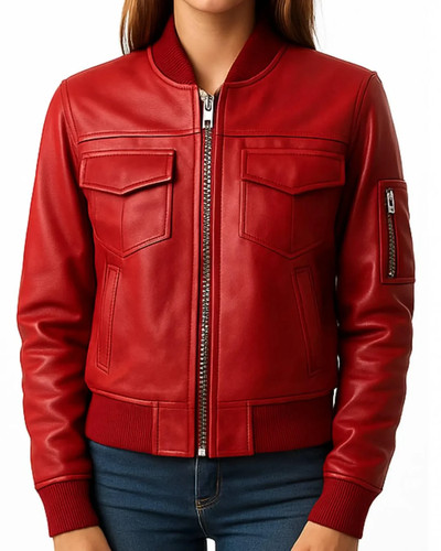 Blouson bomber rouge pour