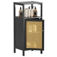 Armoire de Salle de Bain en Rotin, Petit Meuble de Rangement avec Porte, Armo...