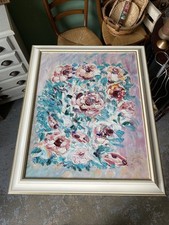 Huile Sur Toile Encadrement En Bois Laqué Blanc