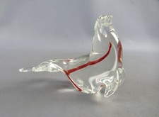 Sculpture Phoque Verre Murano Design Intérieur Rouge Blanc Statue Vintage Ans ‘
