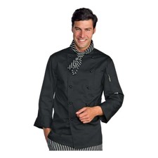 Veste Cuisinier Blackchef Noir Mixte Coton Manches Longues - Isacco - Uniforme