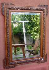 Ancien miroir d'époque Napoléon III à glace biseautée - 72 x 54 cm