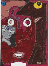 art brut art singulier outsider art - Pierre Albasser -1 dessin original de 2024