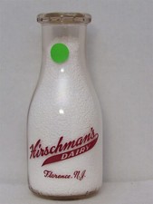 TRPP Milk Bottle Hirschman Hirschman's Dairy Florence NJ BURLINGTON CO BABY PIC