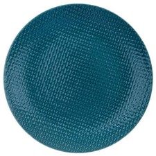 Grande assiette plate en céramique bleue RELIEF 27 cm