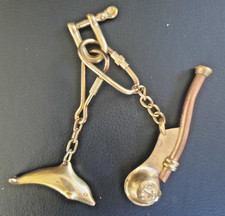 PORTE CLES NAUTIQUES EN LAITON ET CUIVRE VINTAGE – SIFFLET DE BOSCO – MANILLE –