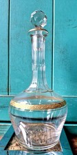 PETIT CARAFE BOUTEILLE A ALCOOL  CRISTAL SAINT LOUIS  DECOR DORÉ 