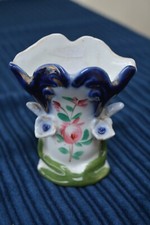 PETIT VASE DE MARIES EN PORCELAINE DE VALENTINE OU BAYEUX DECORS FLEURS