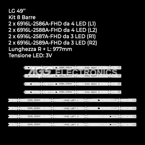 Kit barres bandes - 8, led