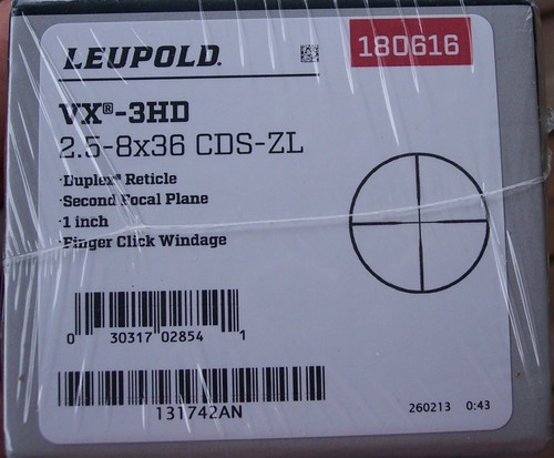 Leupold 3hd 8x36 cds zl - vx-3hd, 2.5-8x36