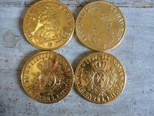 Set de 4 sous-verres dorés à l'or fin reproduction Louis d'or Effigie Louis XVI