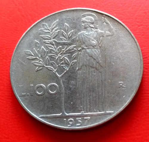Italie 100 lire 1957 - 100, acier