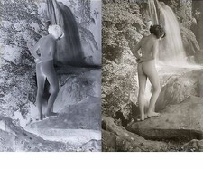 photo NEGATIF verre NU EROTIQUE  c.1900  / 13 x 17.5 cm / 17  / risque sexy nude