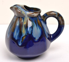 Ancien Pichet / Cruche en céramique émaillée Bleu Vintage Années 60/70